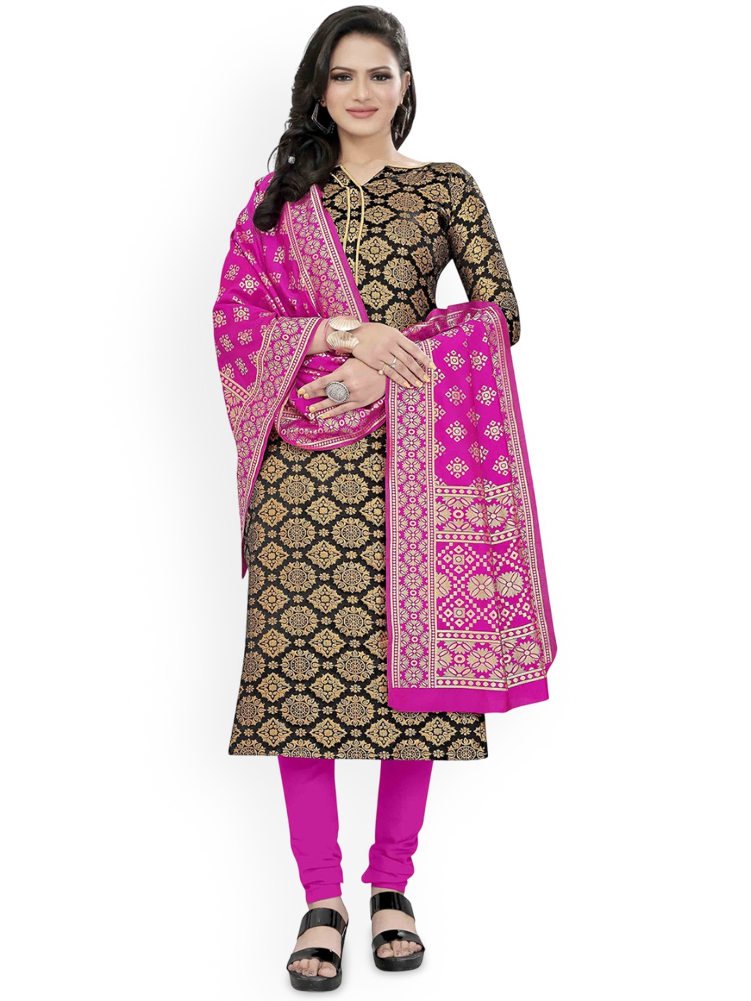 

Maroosh Unstitched Dress Material, Black