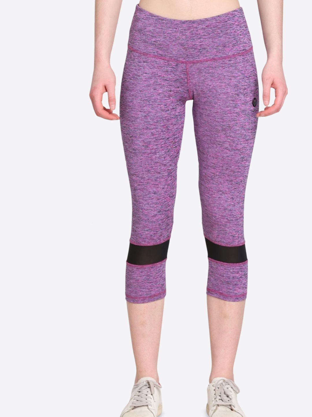 

Body Mechanics Women Printed Skinny Fit Rapid Dry Three-Fourth Length Tights, Purple