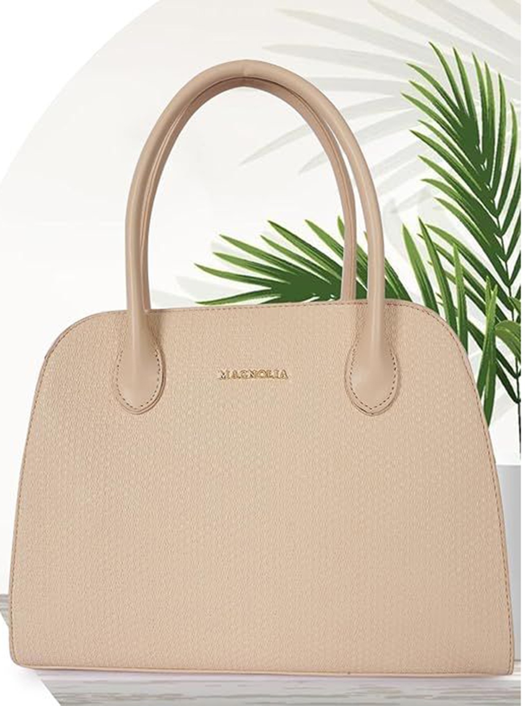 

MAGNOLIA Women Textured Structured Handheld Bag, Beige