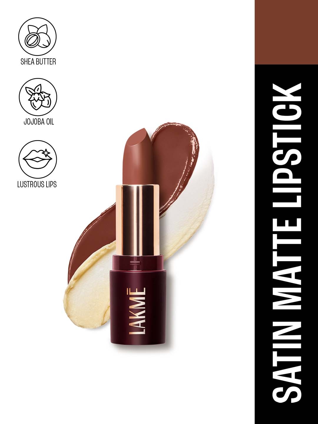 

Lakme Ultimate Glam Satin Matte Lipstick with Shea Butter & Jojoba Oil - Petal Nude UN3