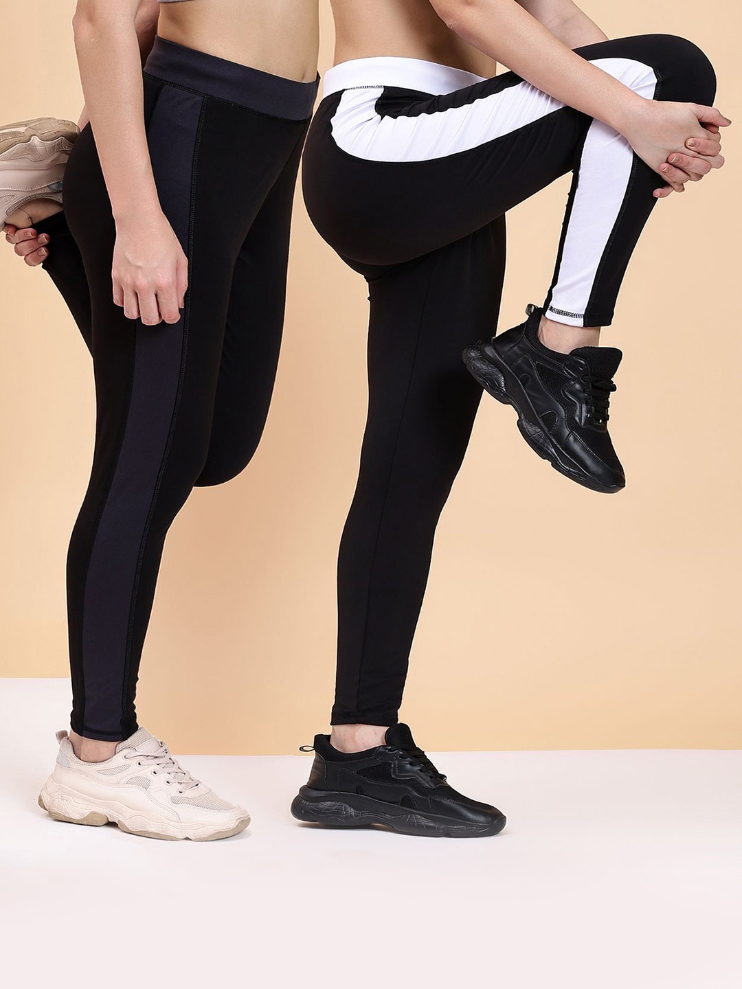 

KRONMENINEN Pack Of 2 4 Way Stretchable Ankle-LengthTights, Black
