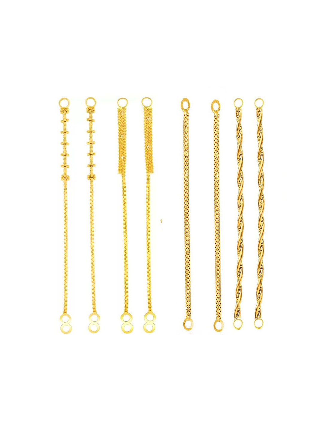 

PINAAKA DARINI Set Of 4 1Gram Gold Circular Hair Chains Earrings