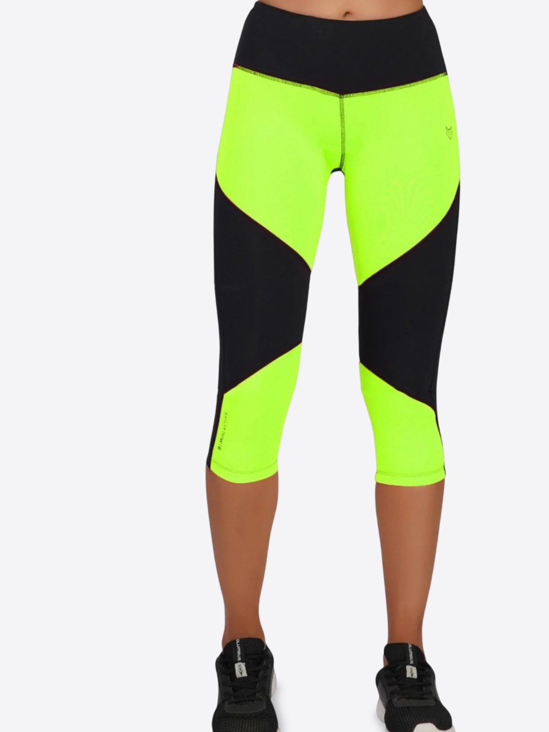 

Body Mechanics Women Colourblocked Skinny-Fit Rapid-Dry Tights, Fluorescent green