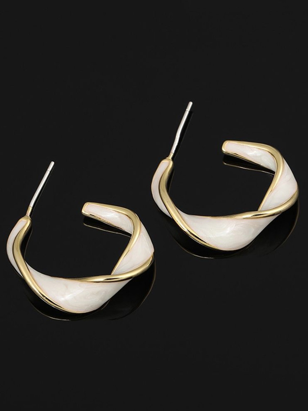 

Celestique Contemporary Hoop Earrings, White