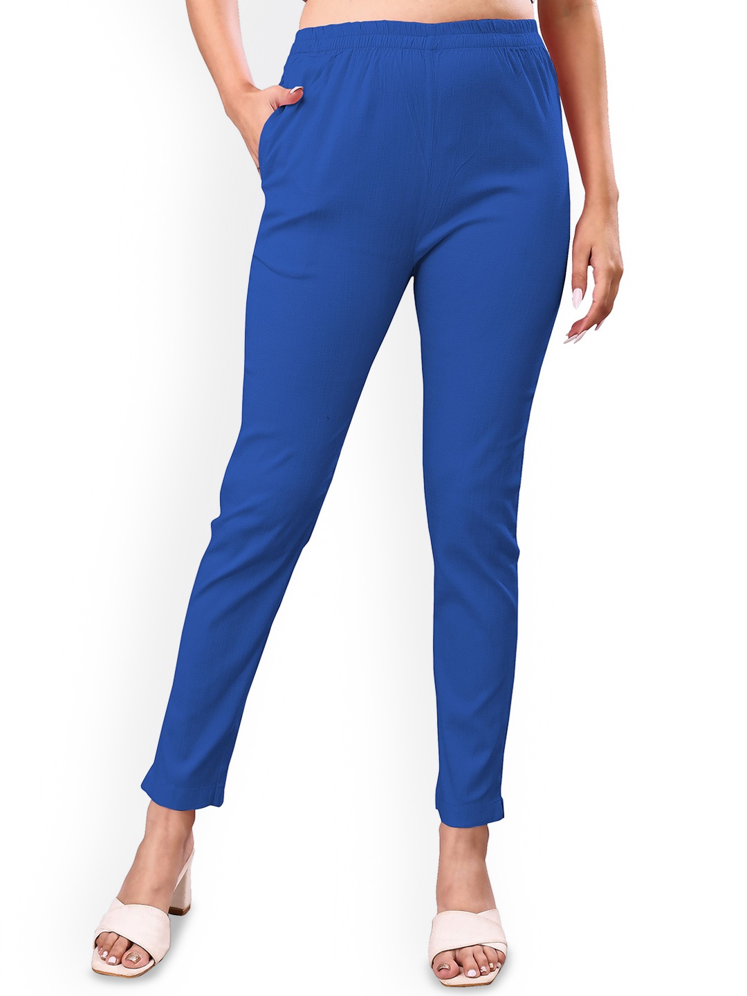 

NEXSUS Women Easy Wash Cigarette Trousers, Blue