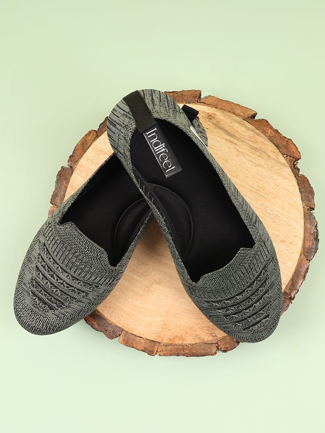 

Indifeet Women Textured Casual Slip-On Mesh Ballerina Flats, Green