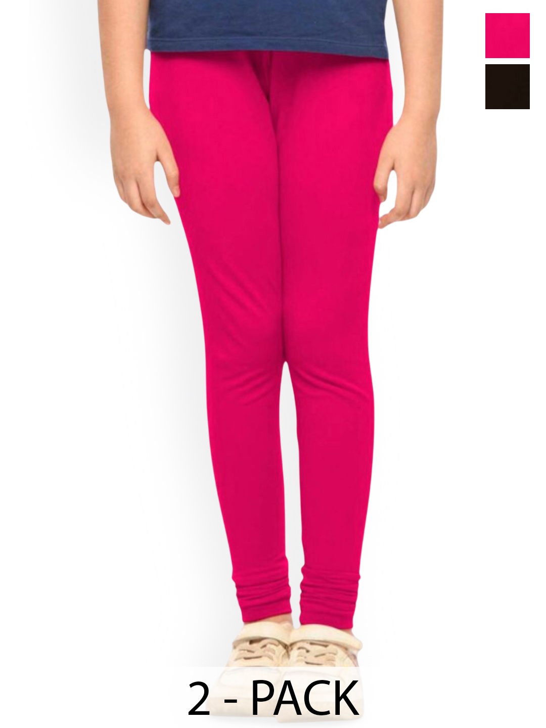 

Tik Tok WEARS Girls Pack Of 2 Mid-Rise Churidar Length Leggings, Pink