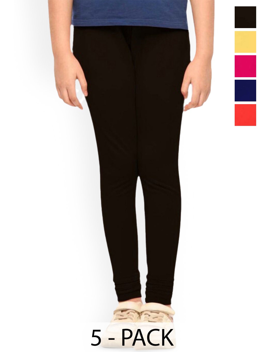 

Tik Tok WEARS Girls Pack Of 5 Mid-Rise Churidar Length Leggings, Pink