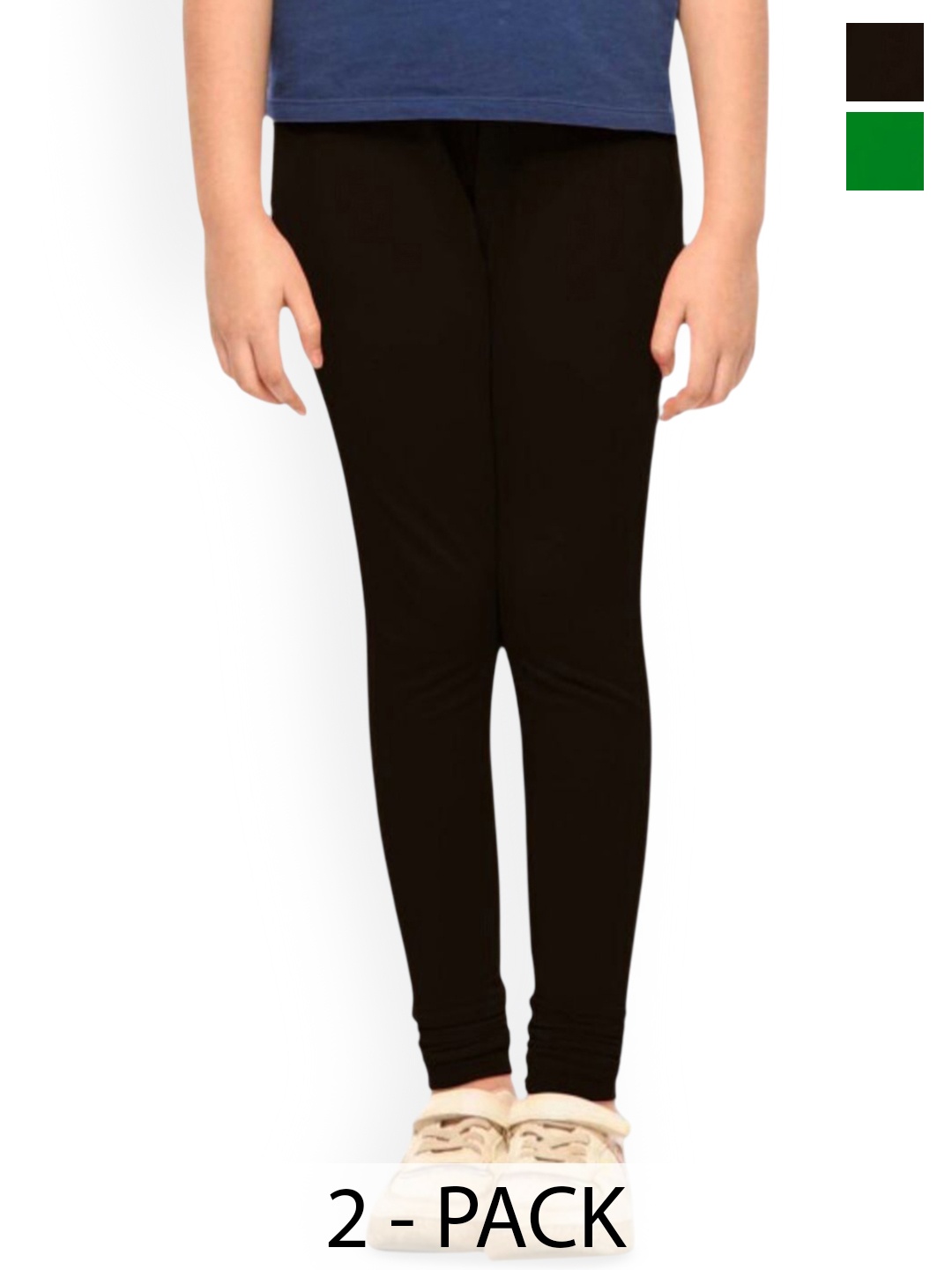 

Tik Tok WEARS Pack Of 2 Mid-Rise Churidar Length Leggings, Black