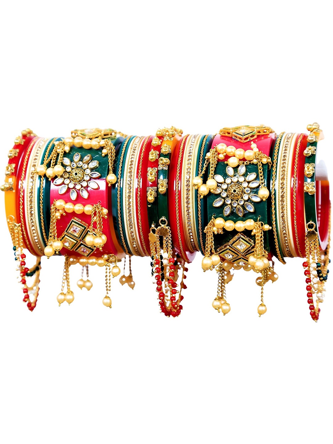 

Zindura Pack Of 2 Gold Plated Pearls Studded & Beaded Bangles