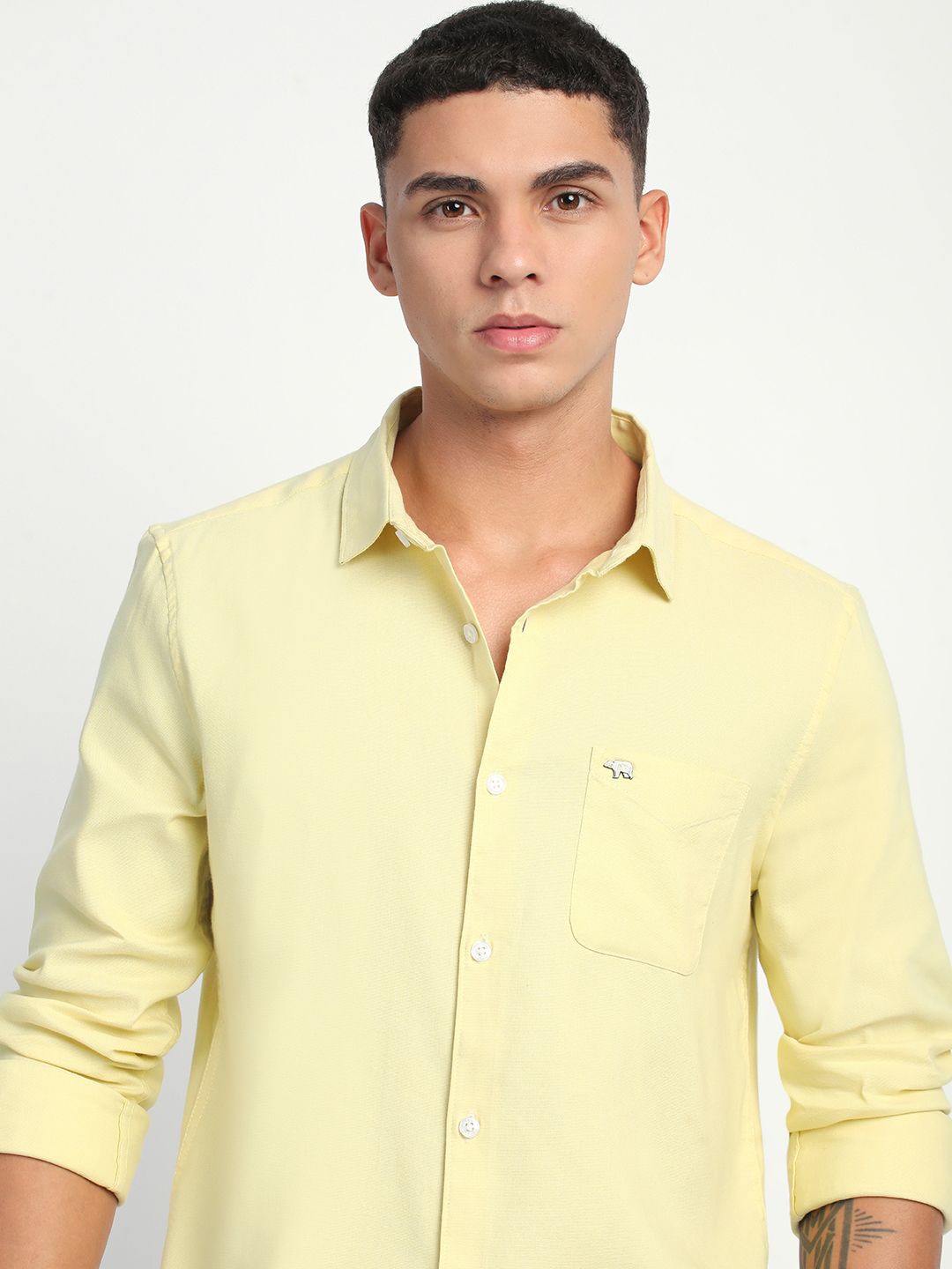 

THE BEAR HOUSE Men Slim Fit Opaque Casual Shirt, Yellow