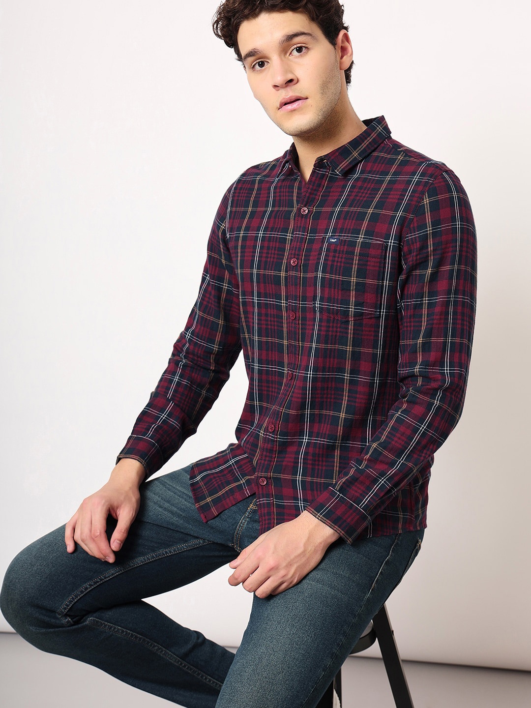 

Lee Slim Fit Tartan Checked Casual Shirt, Red