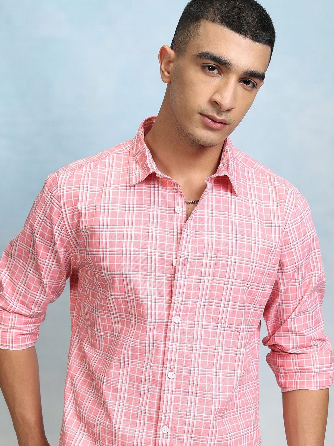 

HIGHLANDER Men Tartan Checks Opaque Checked Casual Shirt, Pink
