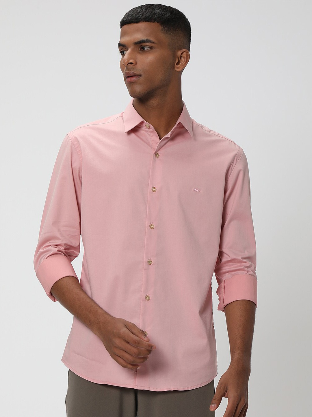 

Mufti Slim Fit Spread Collar Long Sleeve Casual Shirt, Peach