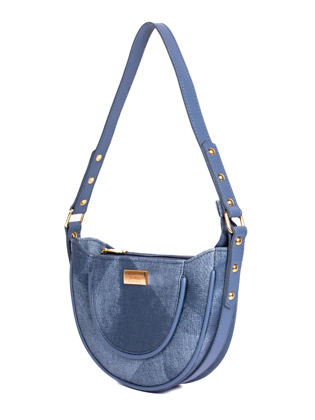 

Strokes by Namrata Mehta Women Textured Half Moon Shoulder Bag, Blue