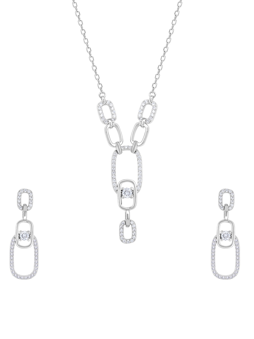 

TOUCH925 Duet Elegance 92.5 Pure Silver Cubic Zirconia Stone Studded Jewellery Set