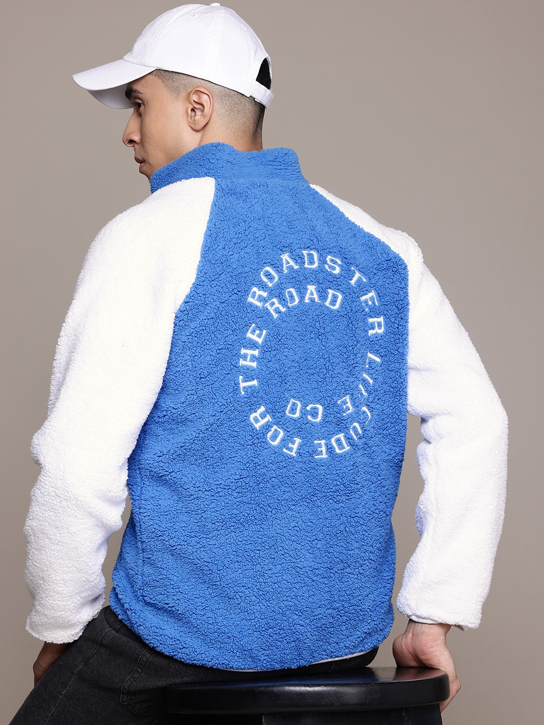 

The Roadster Lifestyle Co. Men Typography Sherpa Jacket, Blue