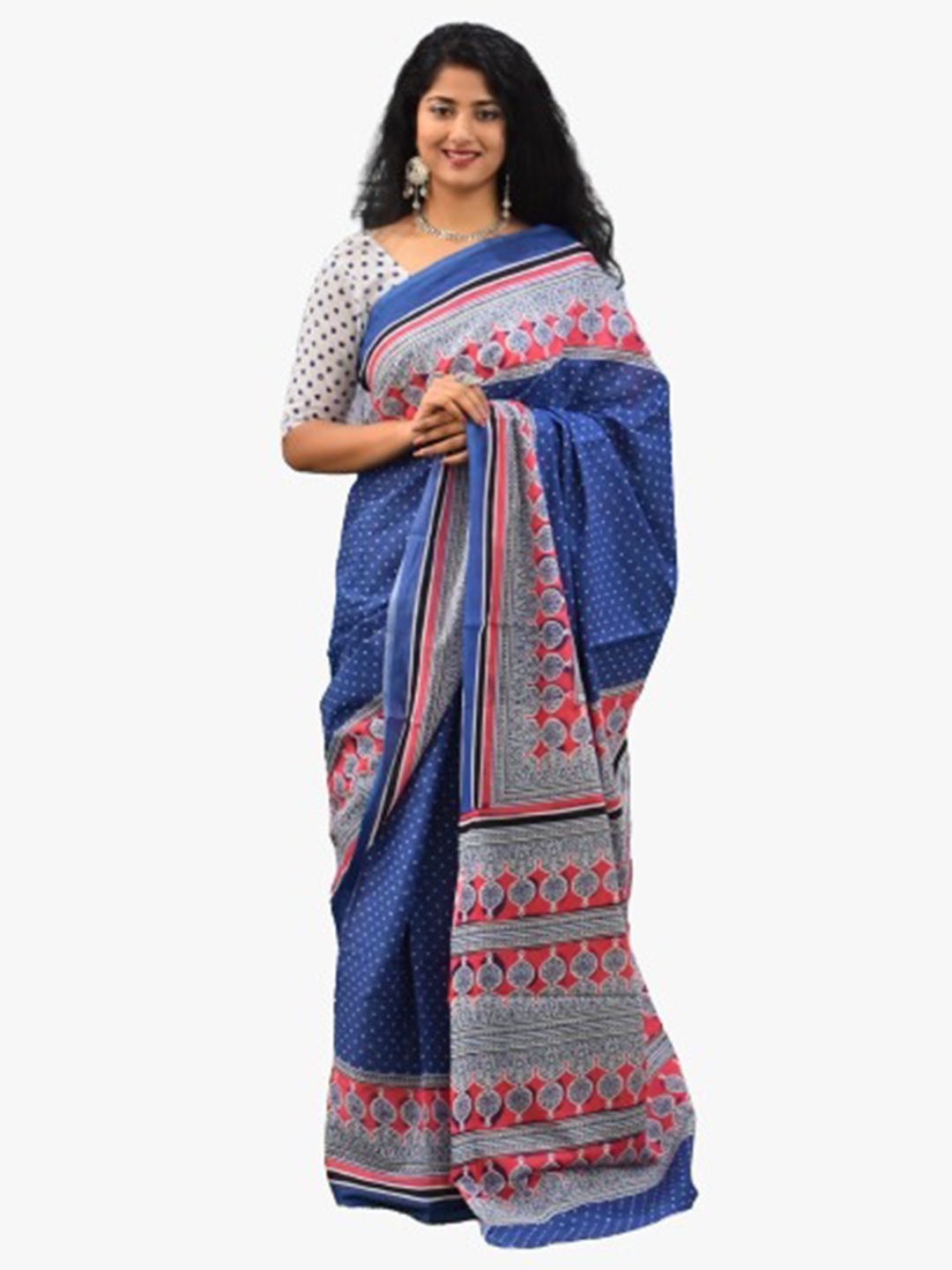 

clothonus Ikat Ethnic Motif Pure Cotton Saree, Pink