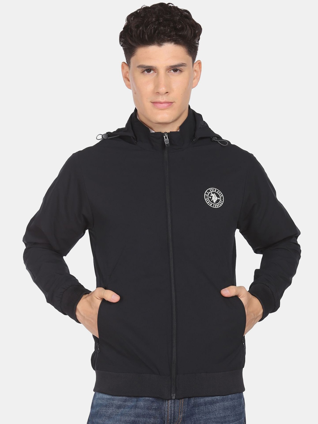 

U S Polo Assn Men Black Hood Sporty Jacket