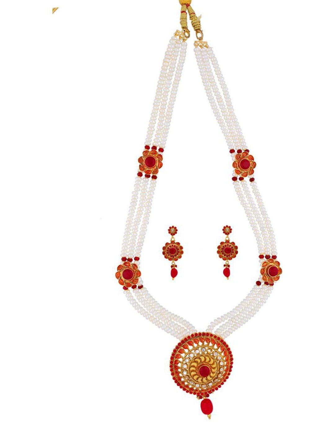 

Sri Jagdamba Pearls Dealer Gold-Plated Pearls-Beaded Jewellery Set