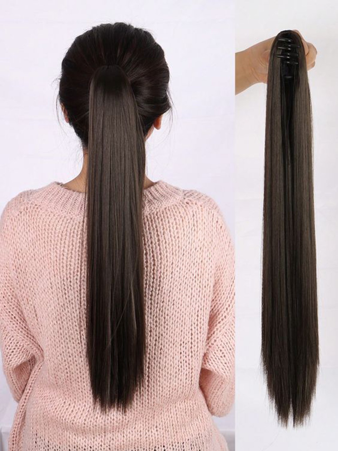 

CRIBE Clip In Straight Ponytail Hair Extension- Brown- 3.5 Inch
