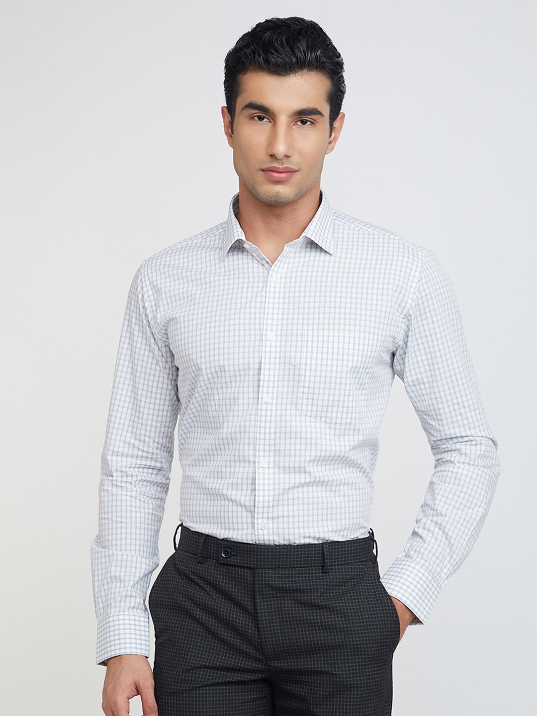 

Park Avenue Slim Fit Checked Formal Shirt, Grey