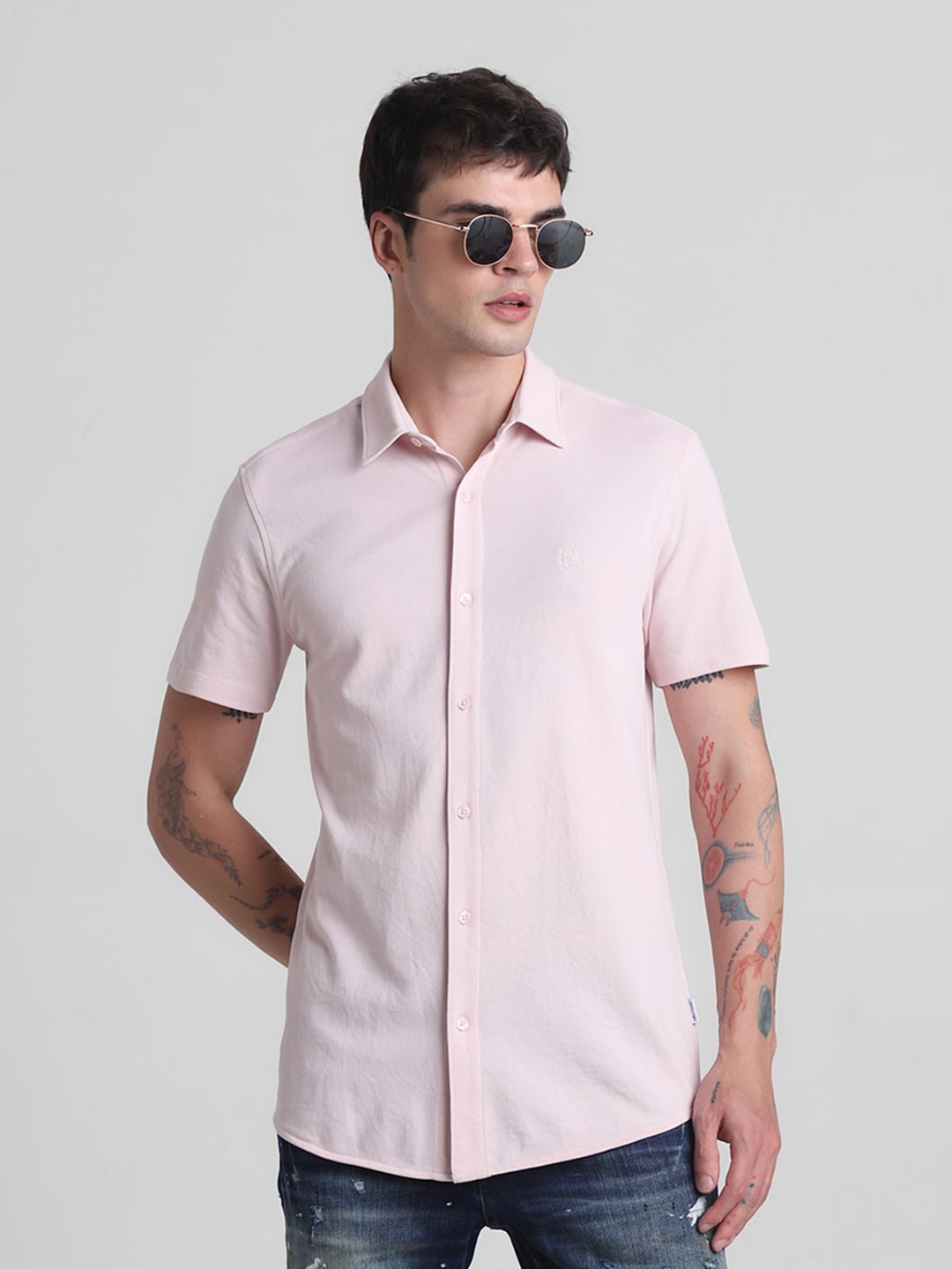

Jack & Jones Slim Fit Spread Collar Casual Shirt, Pink