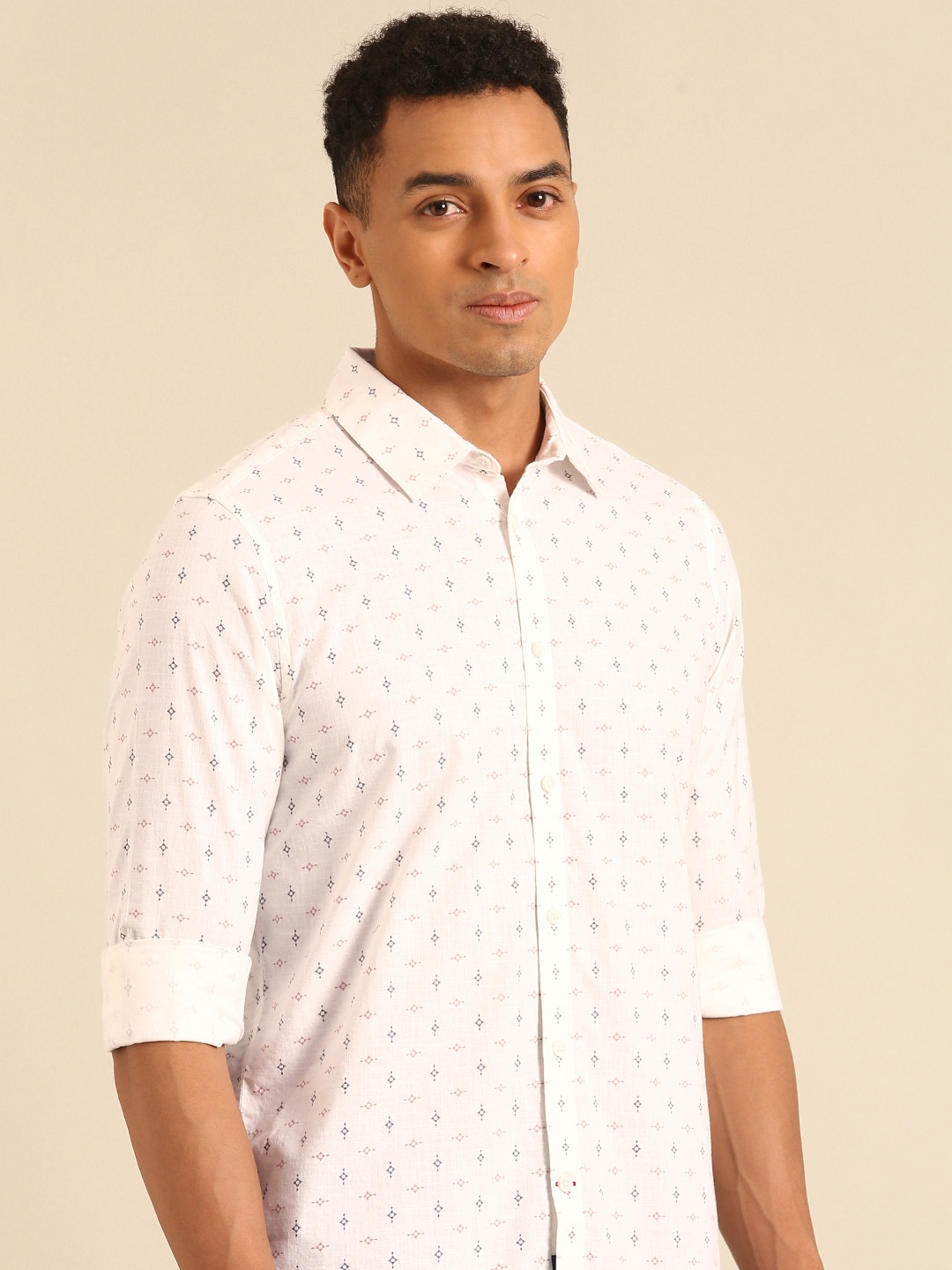 

Being Human Slim Fit Opaque Printed Pure Cotton Casual Shirt, White