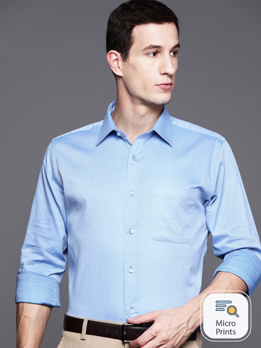 

Raymond Organic Cotton Slim Fit Opaque Formal Shirt, Blue