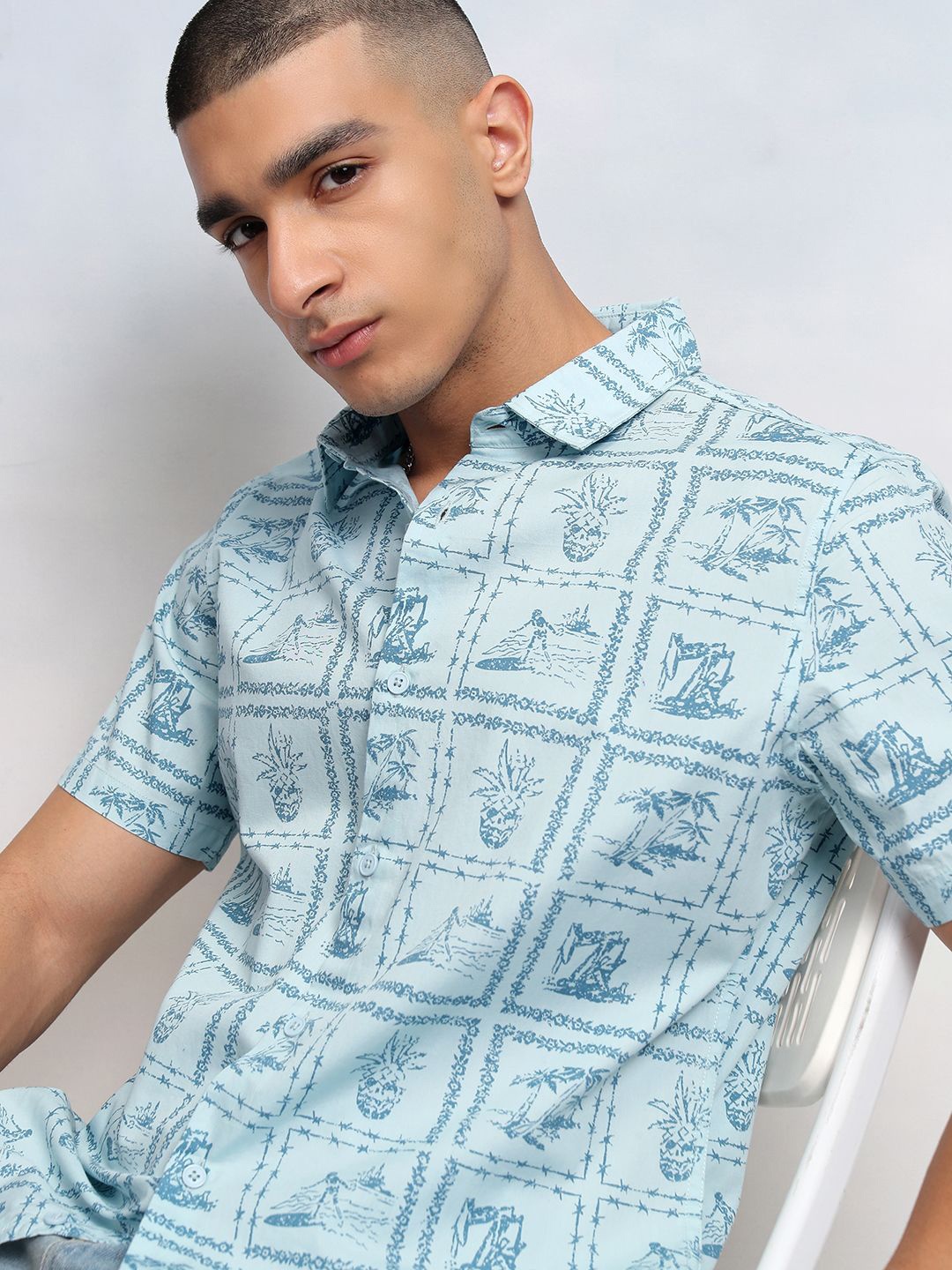 

HIGHLANDER Men Printed Casual Shirt, Blue