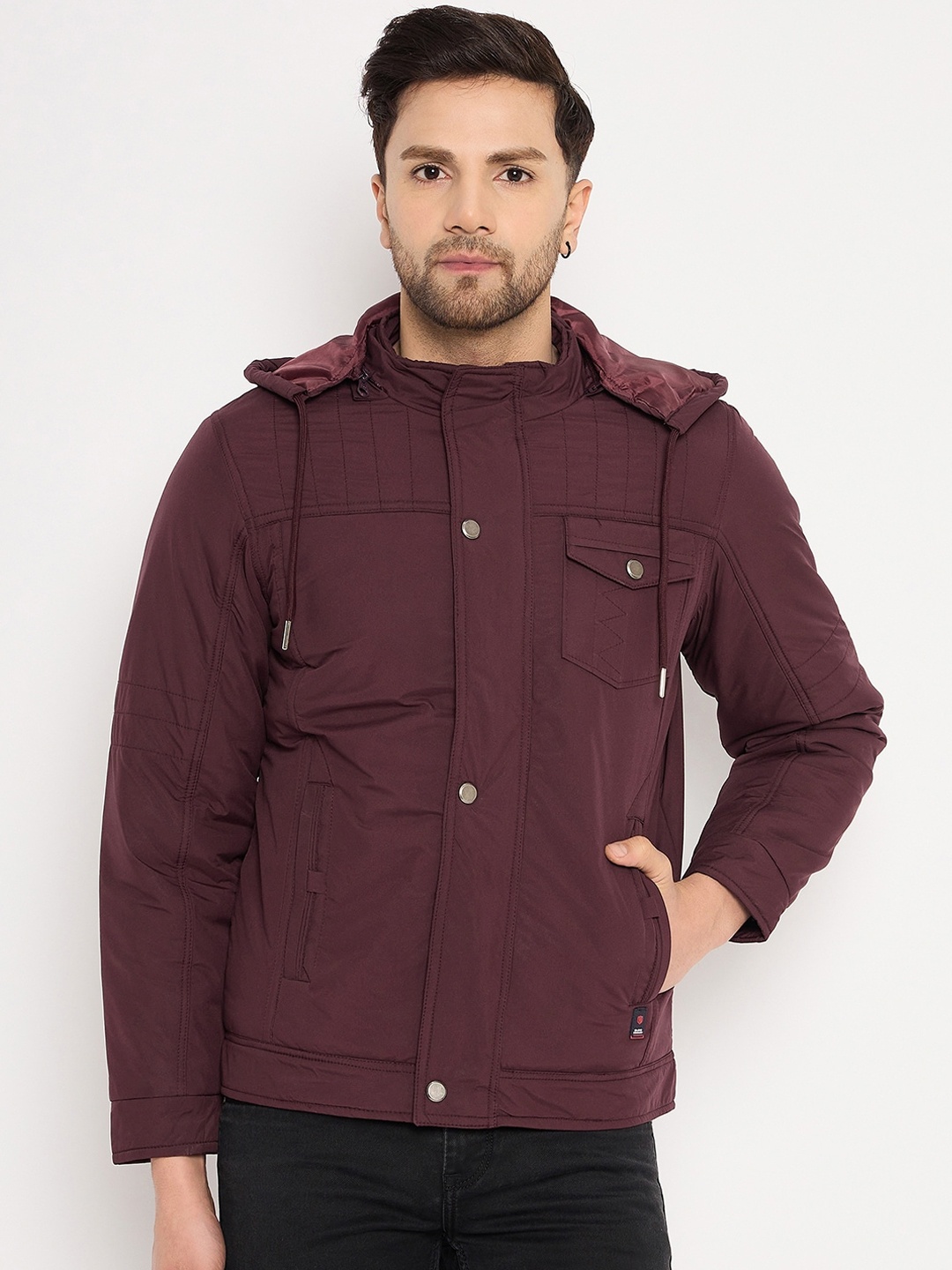 

Duke Detachable Hoodie Long Sleeves Padded Jacket, Maroon