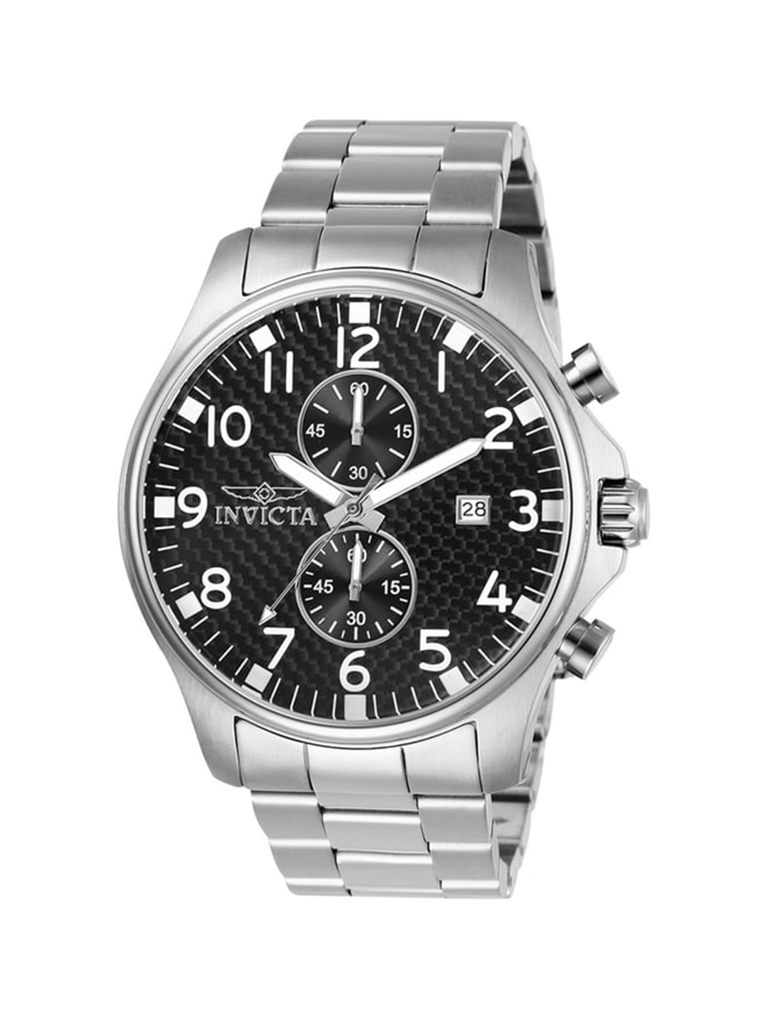 

Invicta Men Dial & Stainless Steel Bracelet Style Straps Analogue Watch 0379, Black