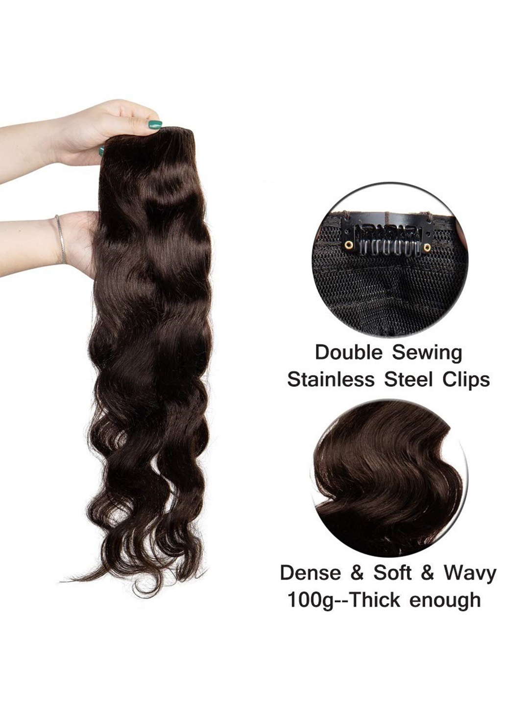 

CRIBE Clip-In Wavy PonytailHair Extension - Brown