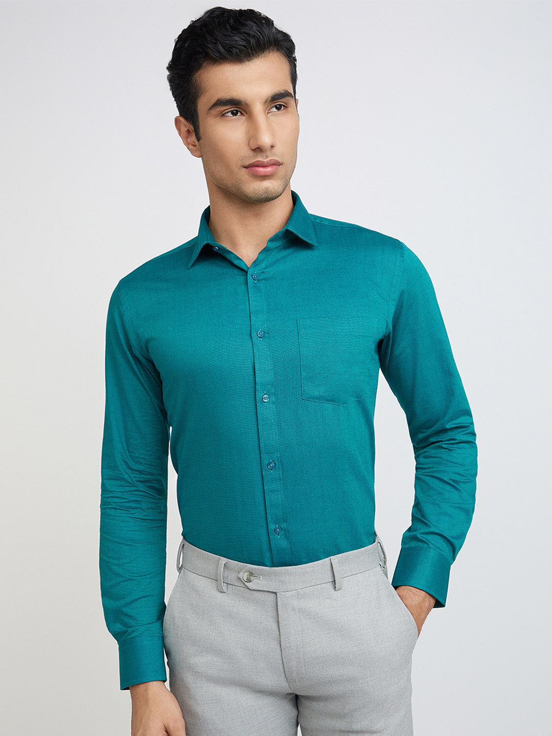 

Park Avenue Slim Fit Pure Cotton Formal Shirt, Green