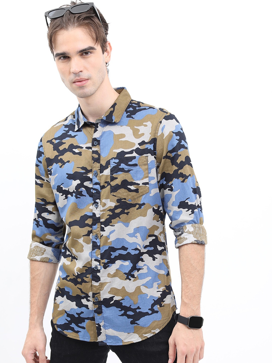 

KETCH Men Slim Fit Printed Casual Shirt, Khaki