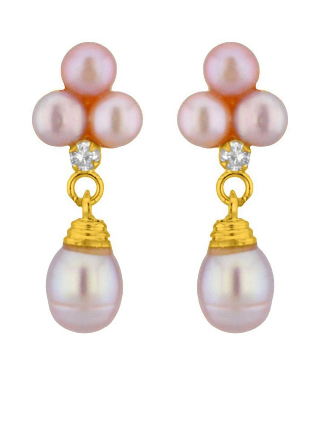 

Sri Jagdamba Pearls Dealer Gold-Plated Contemporary Pearl Drop Earrings, Pink