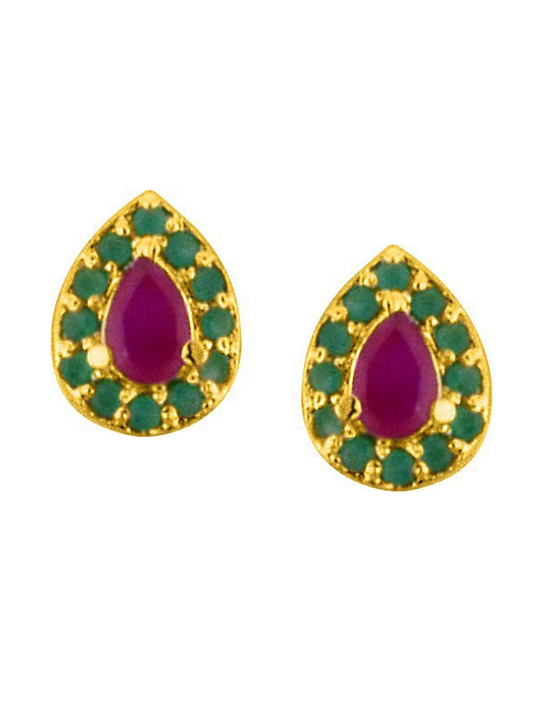 

Sri Jagdamba Pearls Dealer Gold-Plated Contemporary Garnet Studs