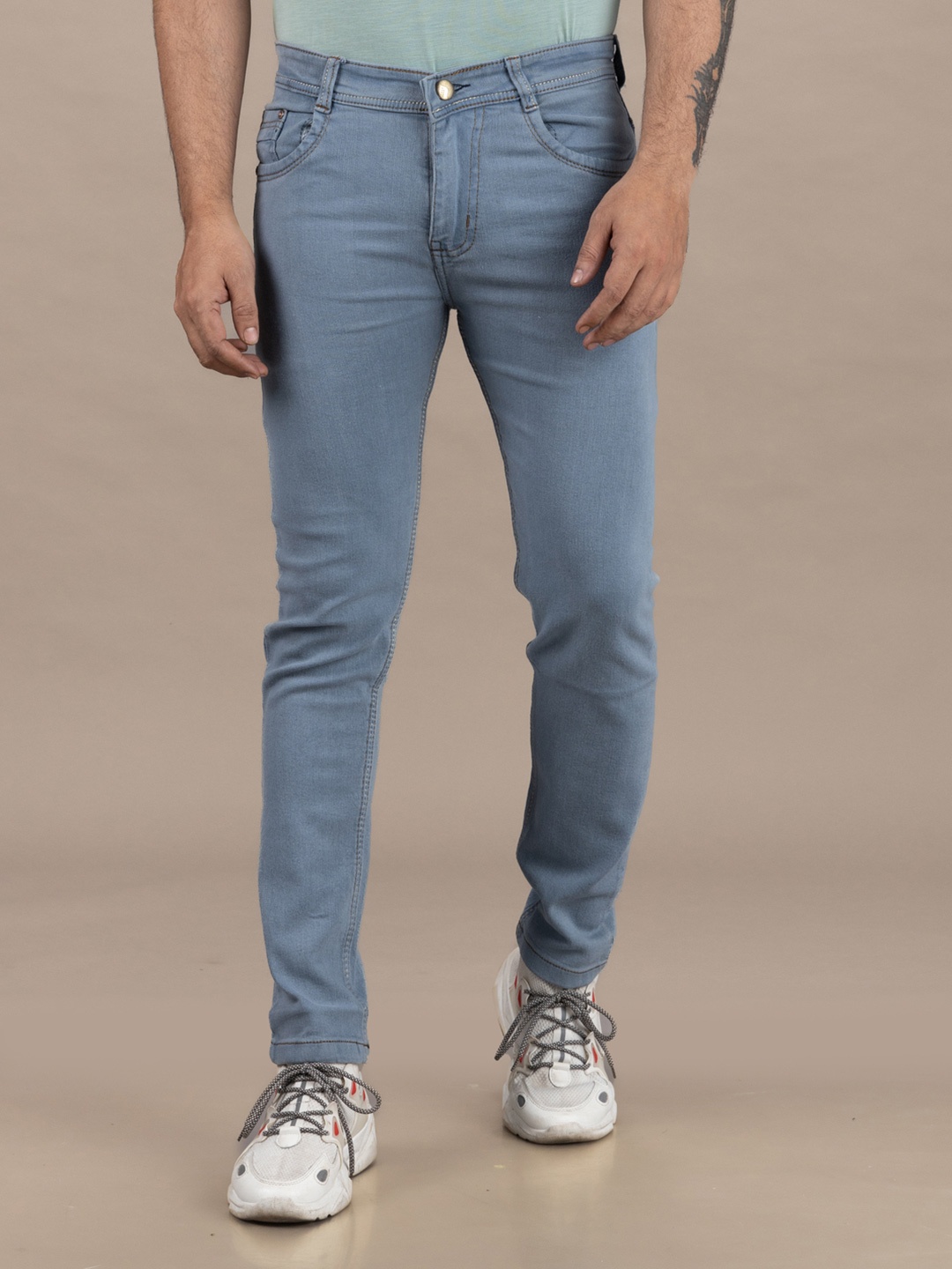 

MARSH-X Men Comfort Cotton Mid-Rise Slim Fit Jeans, Grey