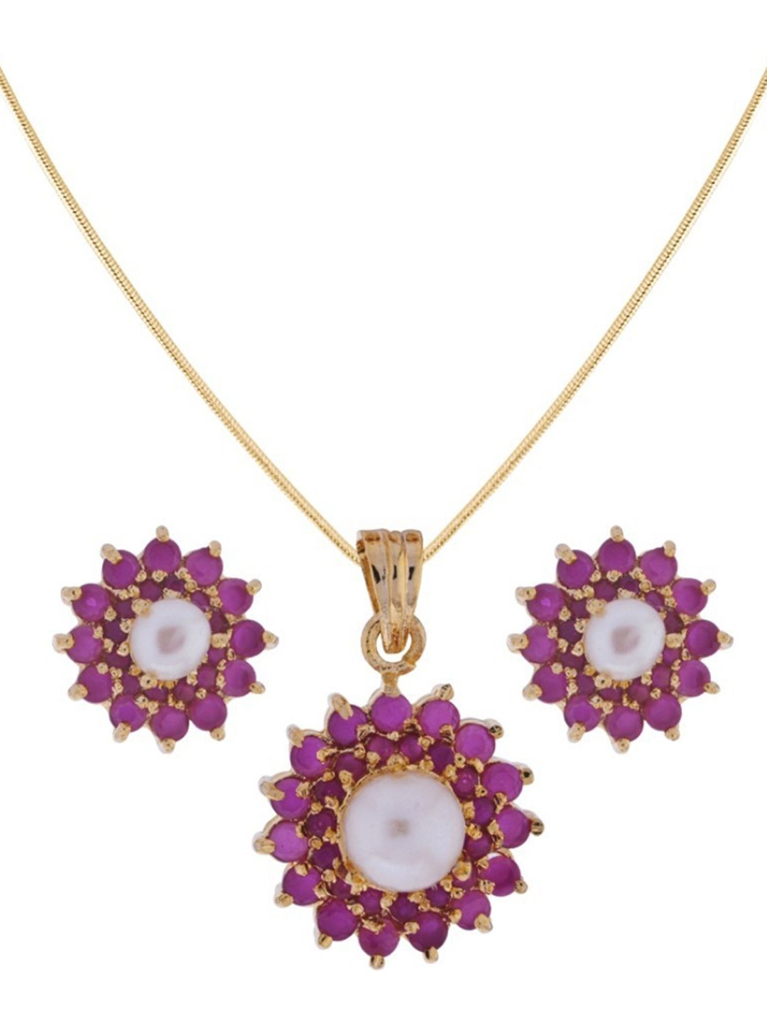 

Sri Jagdamba Pearls Dealer Gold-Plated Stone-Studded & Beaded Jewellery Set