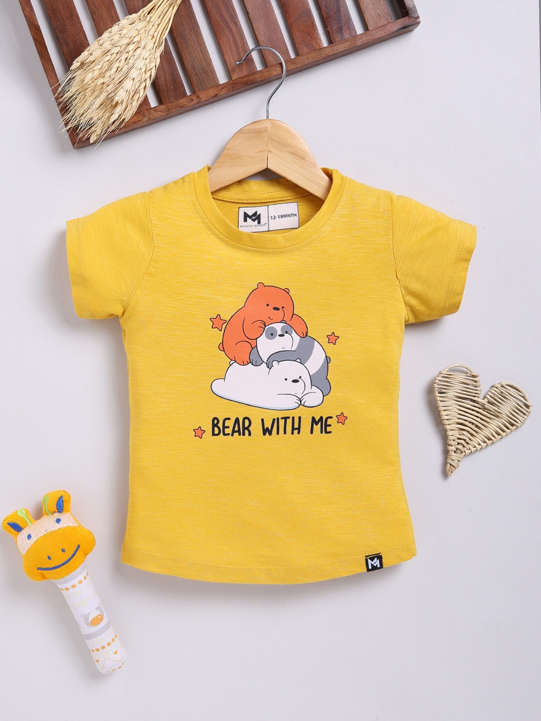 

YK X Minute Mirth Infant Girls Printed Cotton Top, Yellow