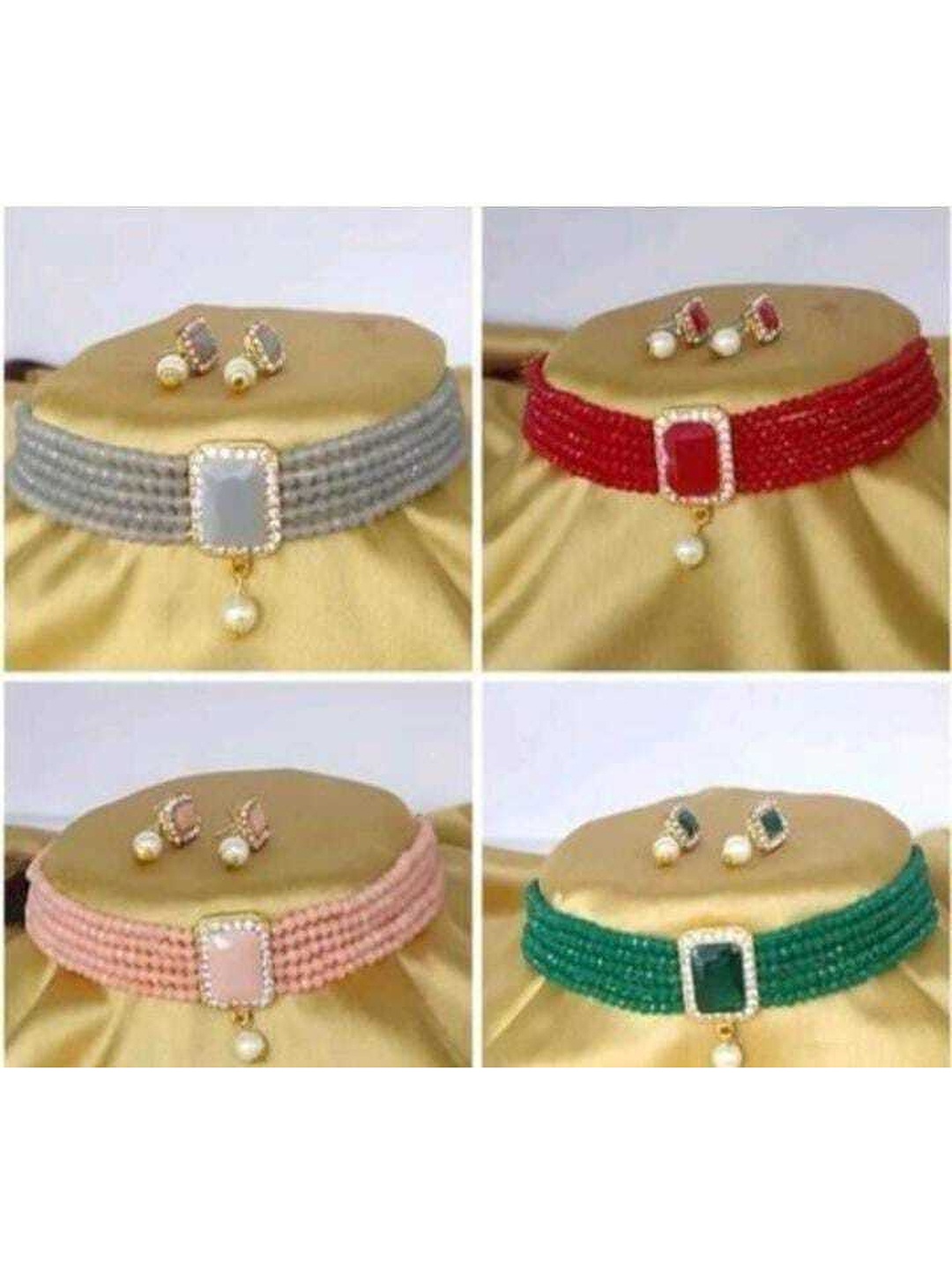 

JMBW INTERNATIONAL Set Of 4 Beaded & Stone-Studded Necklace With Earrings, Grey