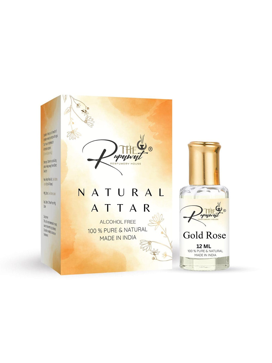 

THE RUPAWAT Perfumery House Gold Rose Natural Alcohol Free Attar - 12 ml, Transparent