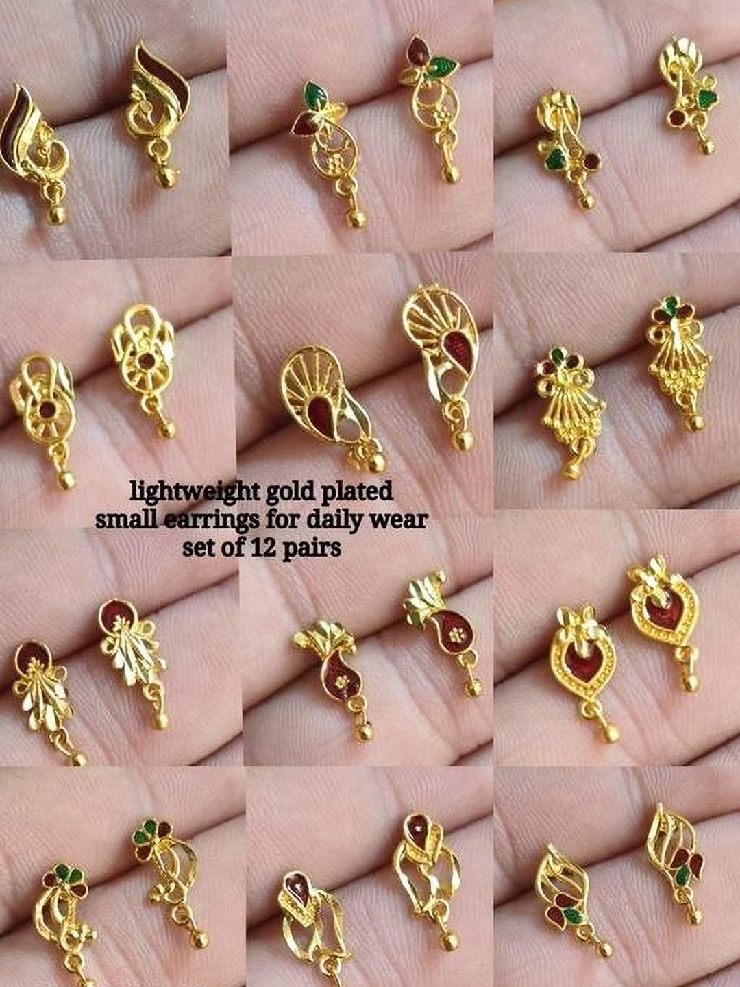 

Palli Creation Pack Of 24 Gold Plated Contemporary Studs