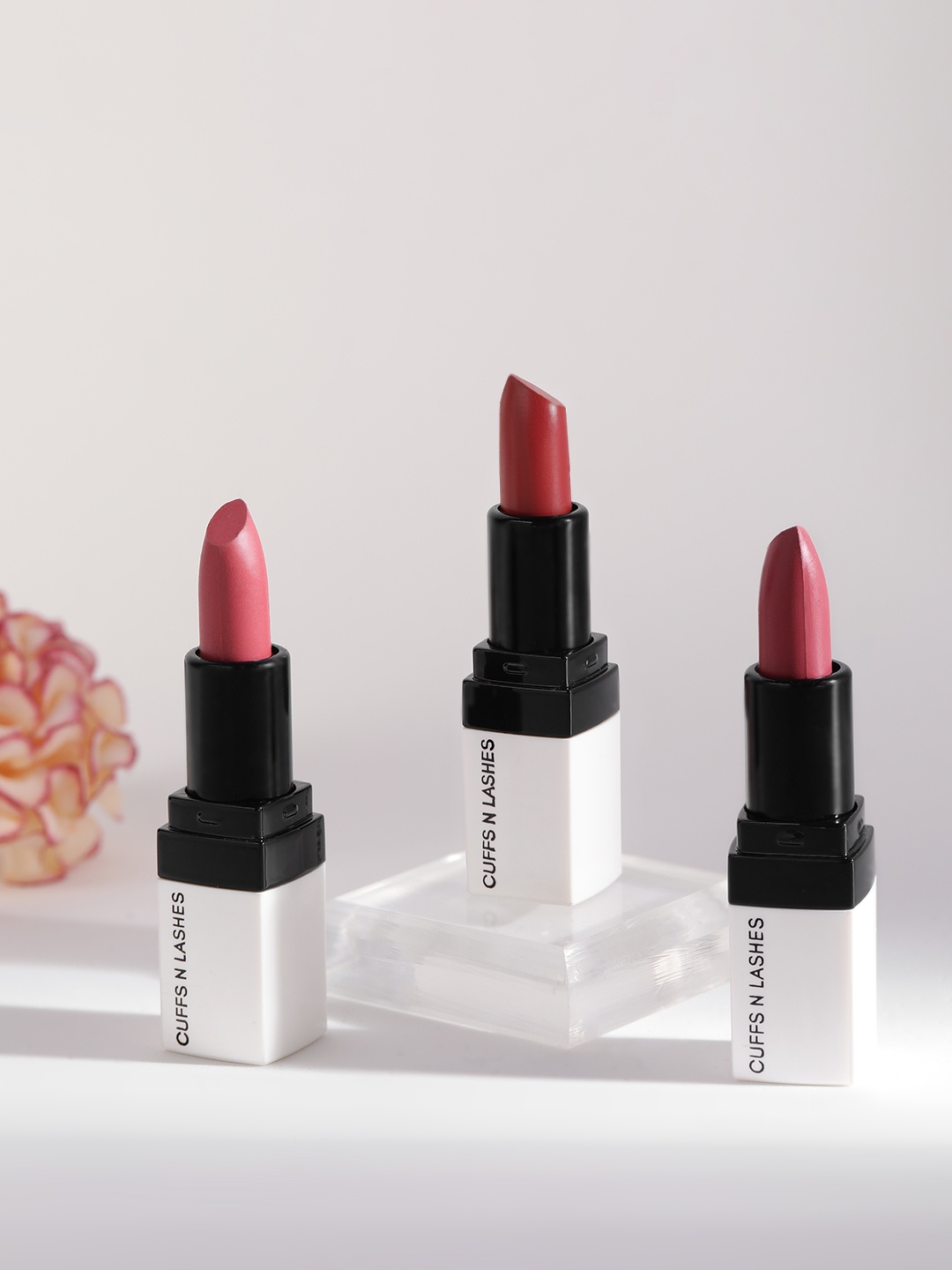 

CUFFS N LASHES Set of 3 Creamy Matte Lipsticks with Vitamin C, E & Shea Butter - Doodle-03, Multi