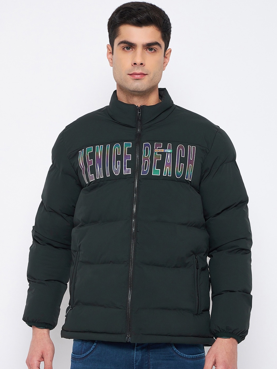 

Duke Typography Printed Padded Jacket, Green