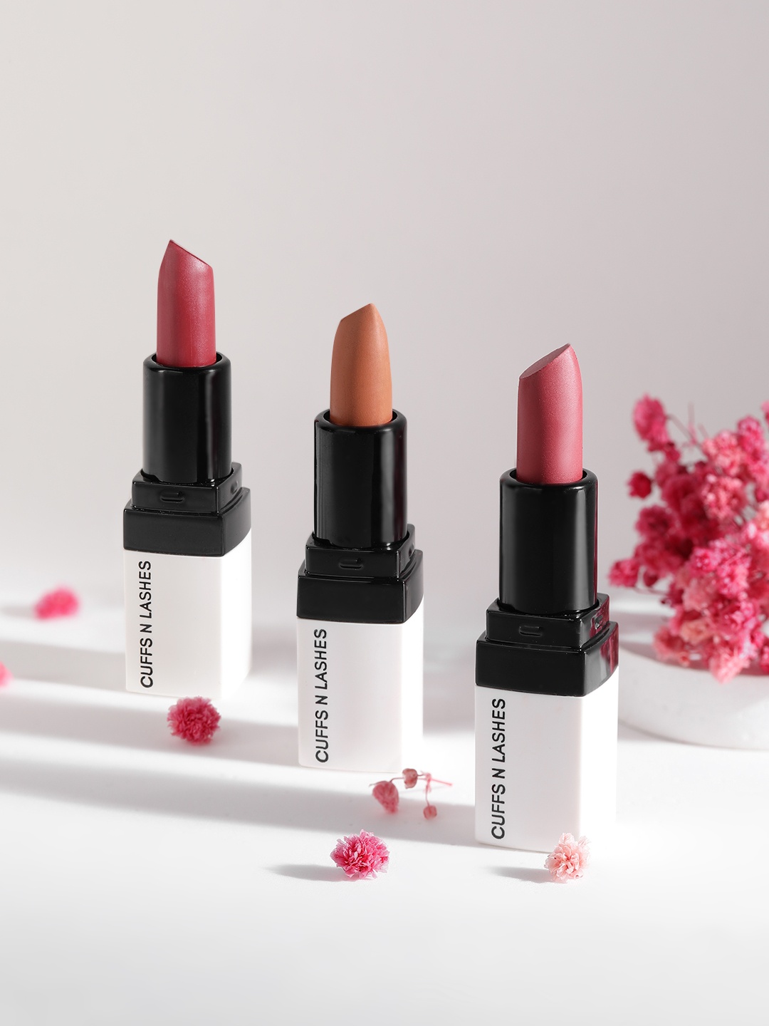 

CUFFS N LASHES Set of 3 Creamy Matte Lipsticks with Vitamin C, E & Shea Butter - Doodle-04, Multi