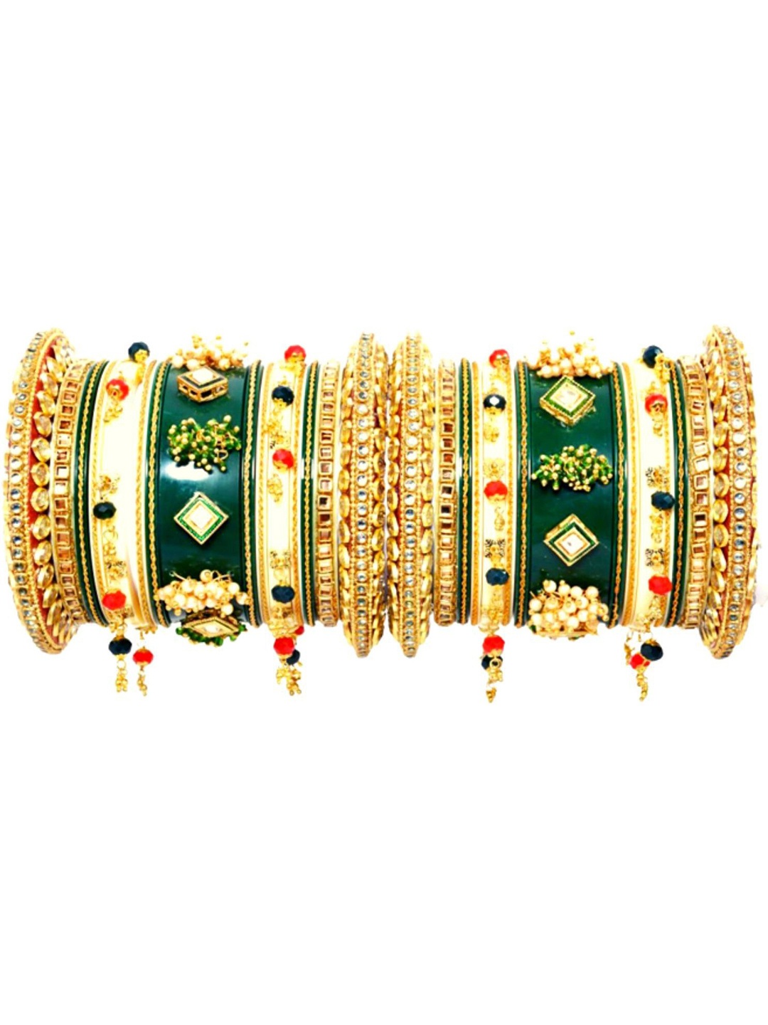 

Zindura Set Of 2 Gold-Plated Pearl Beaded Chuda Bangle