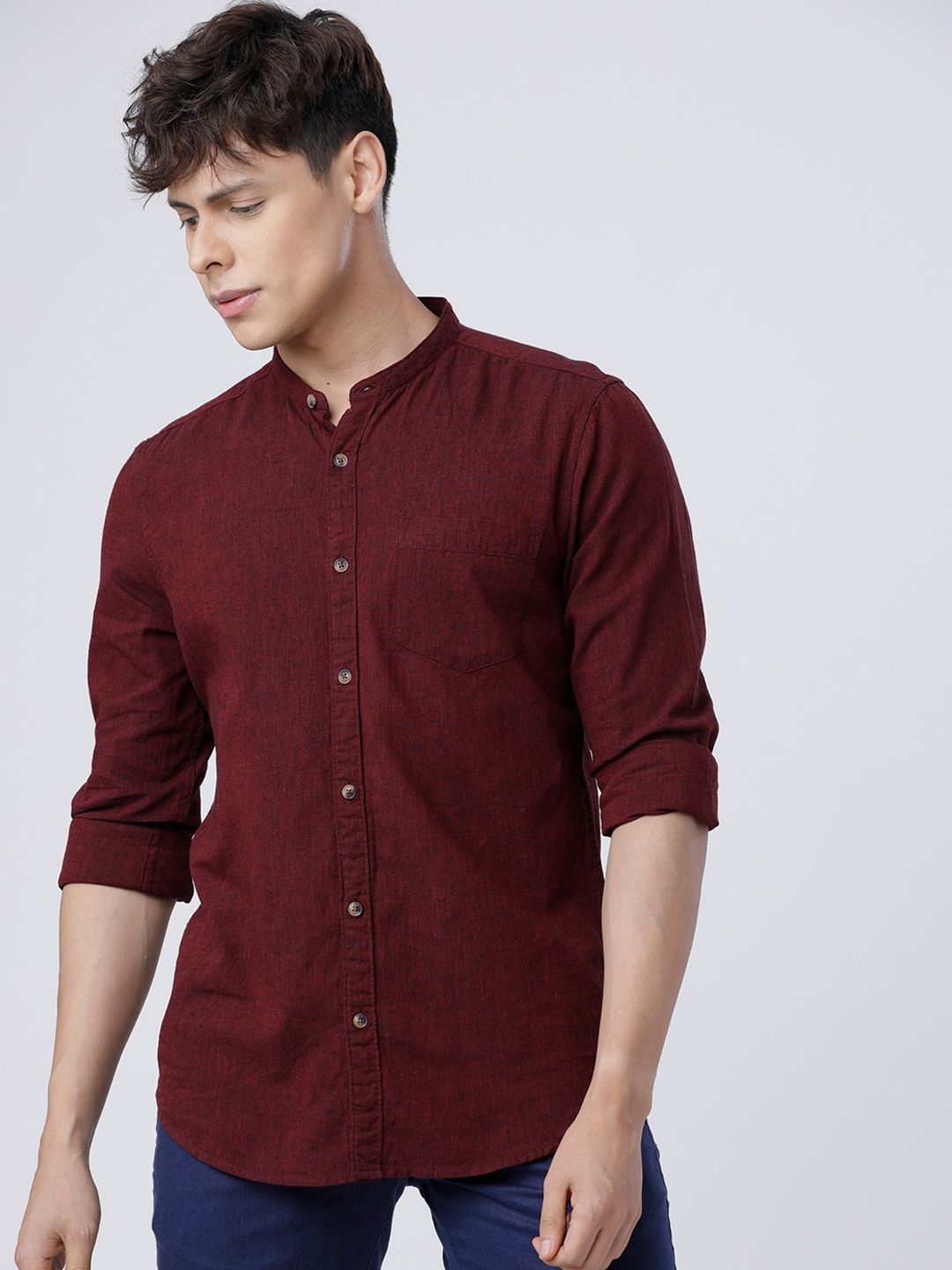 

HIGHLANDER Men Maroon Slim Fit Solid Casual Shirt