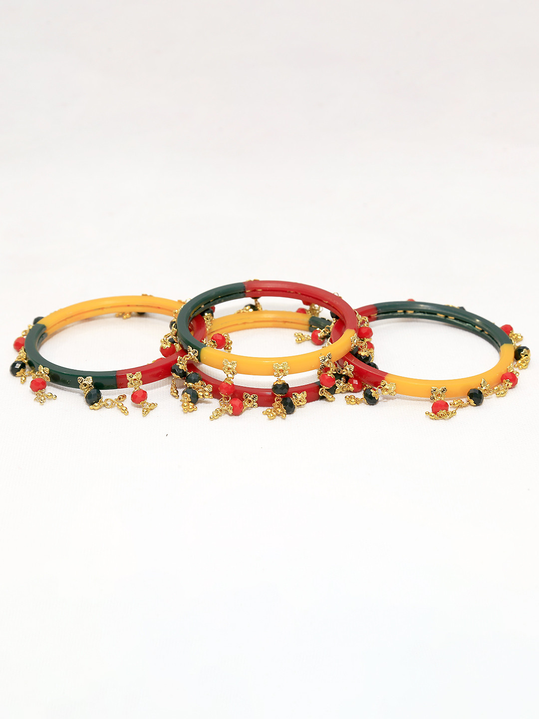 

Zindura Pack Of 4 Gold Plated Crystal Studded Bangles