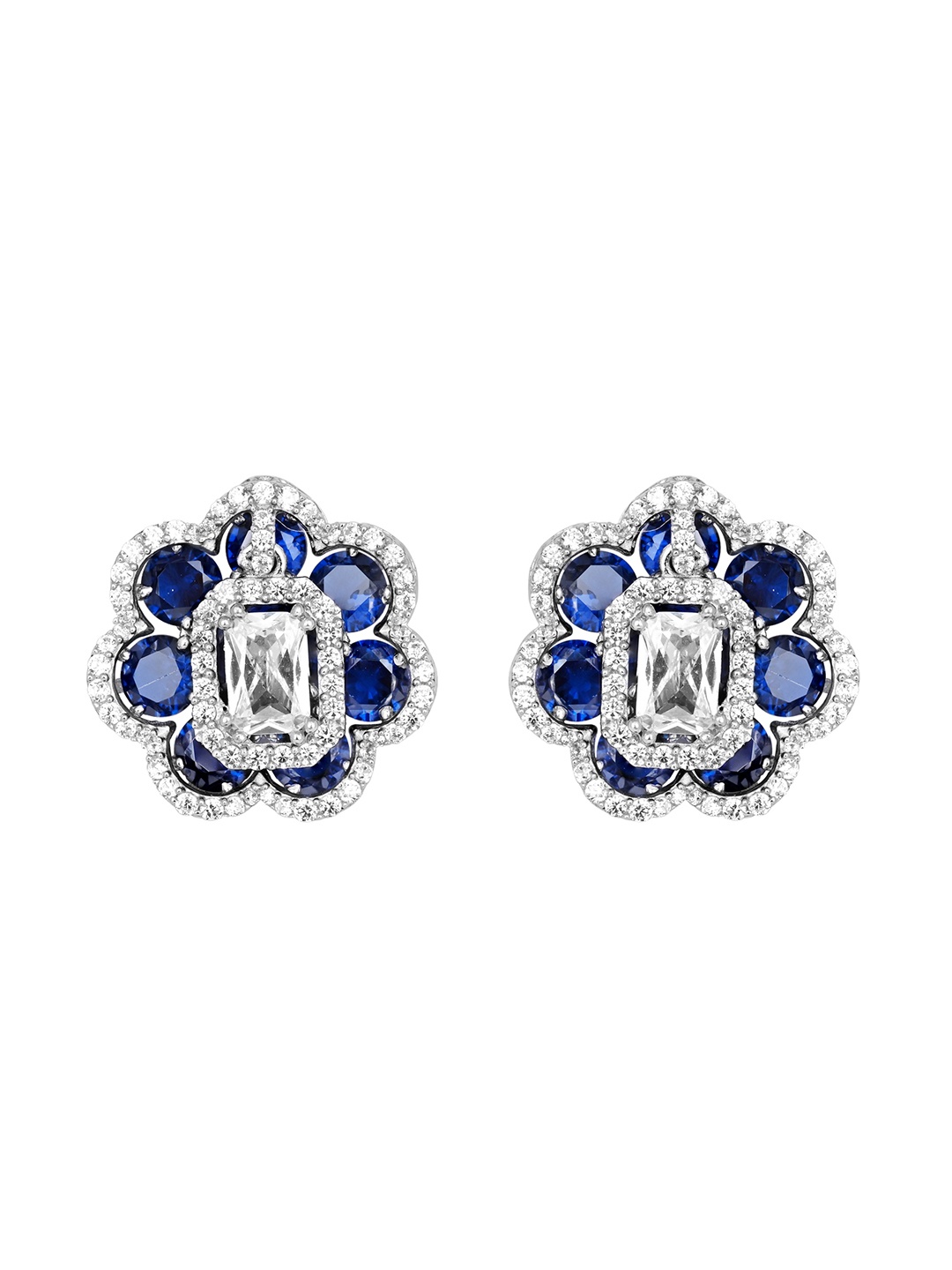 

TOUCH925 Midnight Blossom 92.5 Pure Silver Cubic Zirconia Stone Studded Jewellery Set